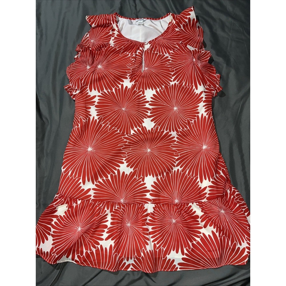 J.CREW Dress Womens Sz Small Red Bloom Flutter Sleeve Lined‎ Classic Flowy Event